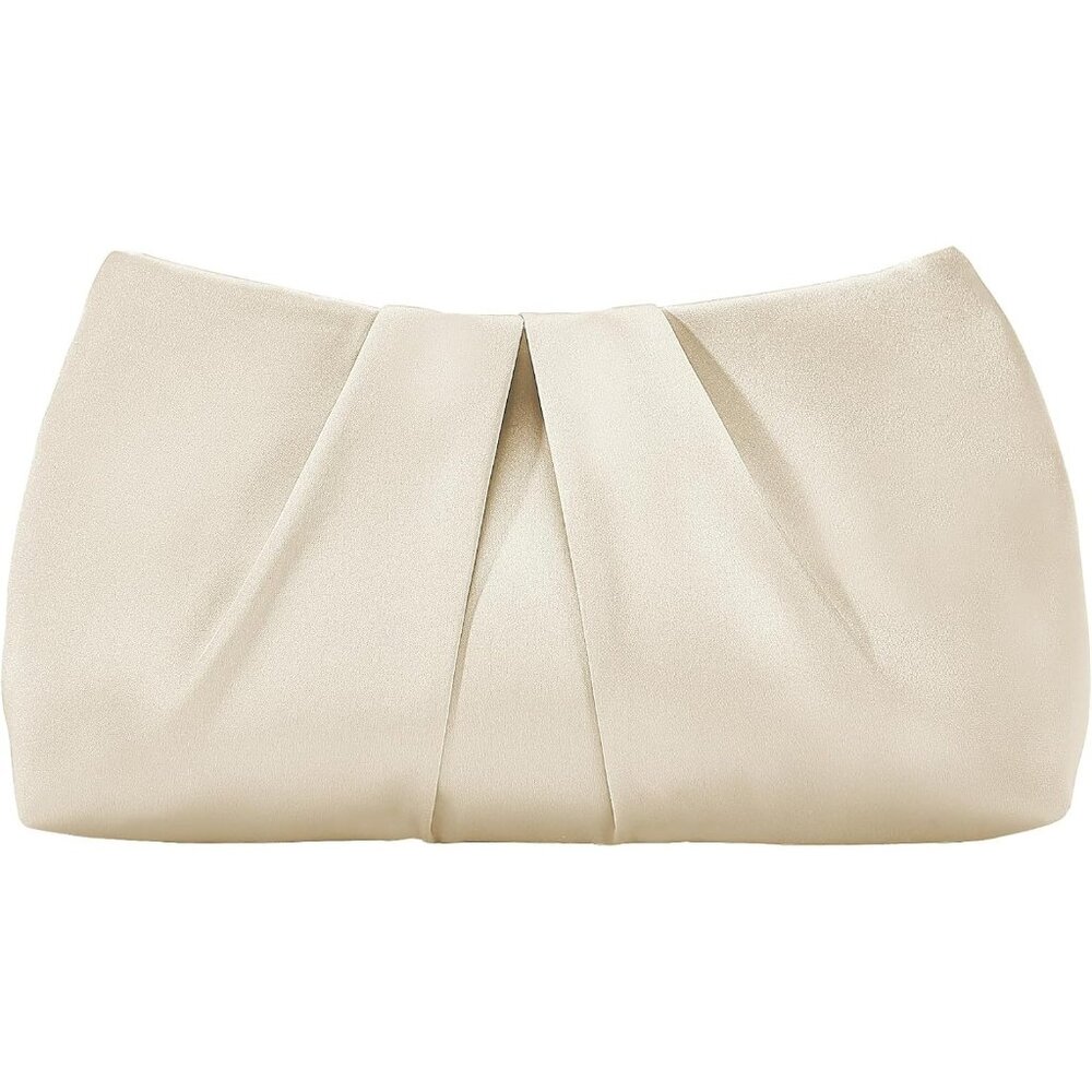 Women's Unique Style Detachable Chain Bride Evening Formal Cream Clutch Handbag